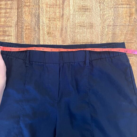 J.Jill Linen Wide Leg Pants Medium Petite Navy Stretch Cropped Nautical Beach - Picture 8 of 13